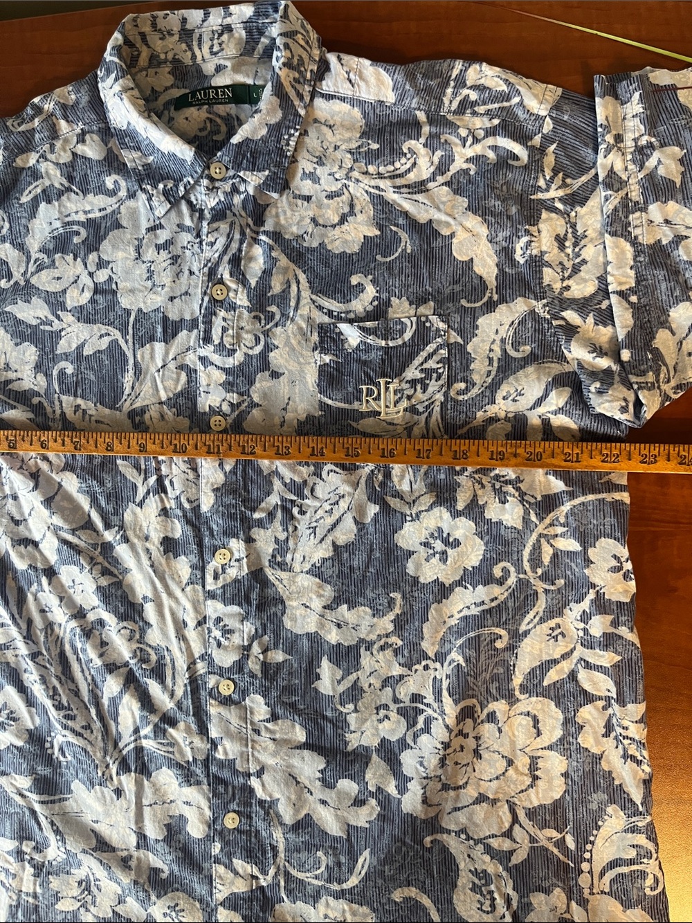 Ralph Lauren Cover Up Blue Floral 3/4 roll up Sleeve Tunic Breezy Button Up - Picture 2 of 11